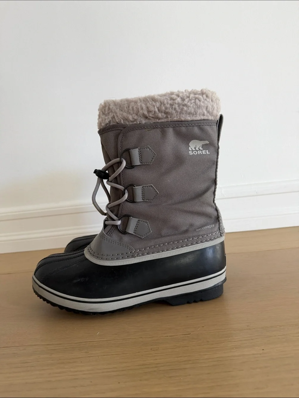 Sorel Kids' Grey Winter Snow Boots with Shearling Collar